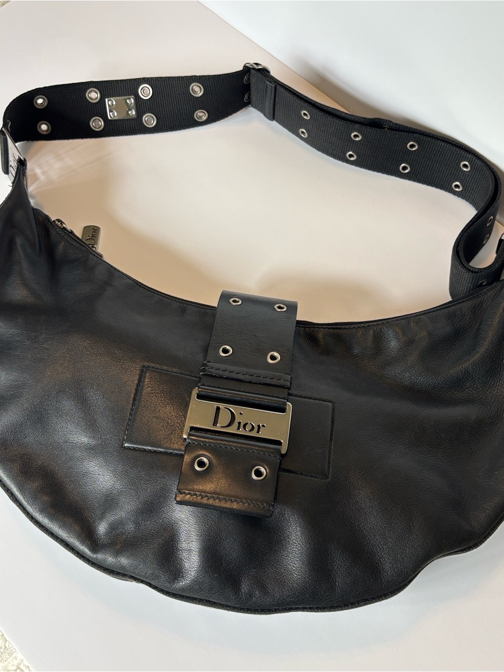 DIOR Vintage 2003 Street Chic Black Leather Hobo Bag